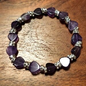 Amethyst Gemstone Bracelet with Silver Accents